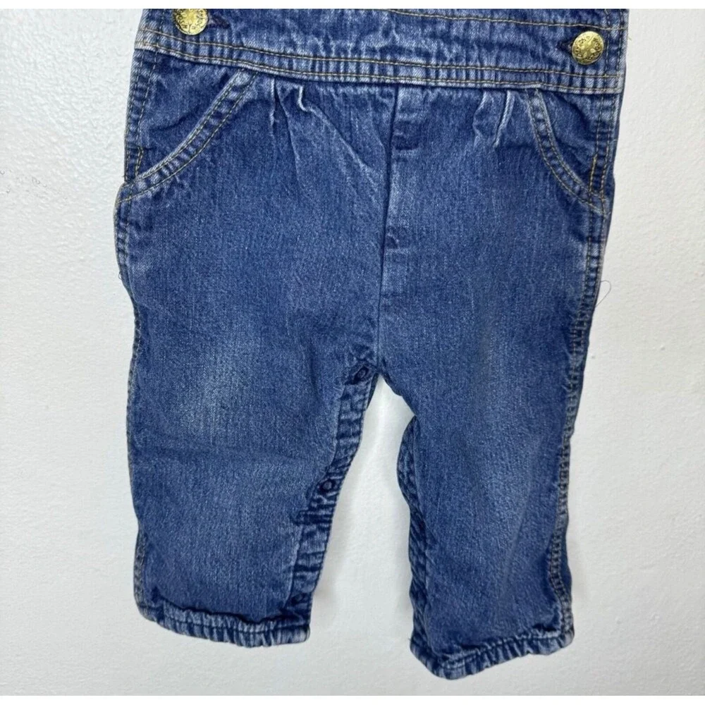 Vtg Oshkosh B'Gosh Vestbak Flannel Lined Bib Overalls Girls 24 Months Baby Denim